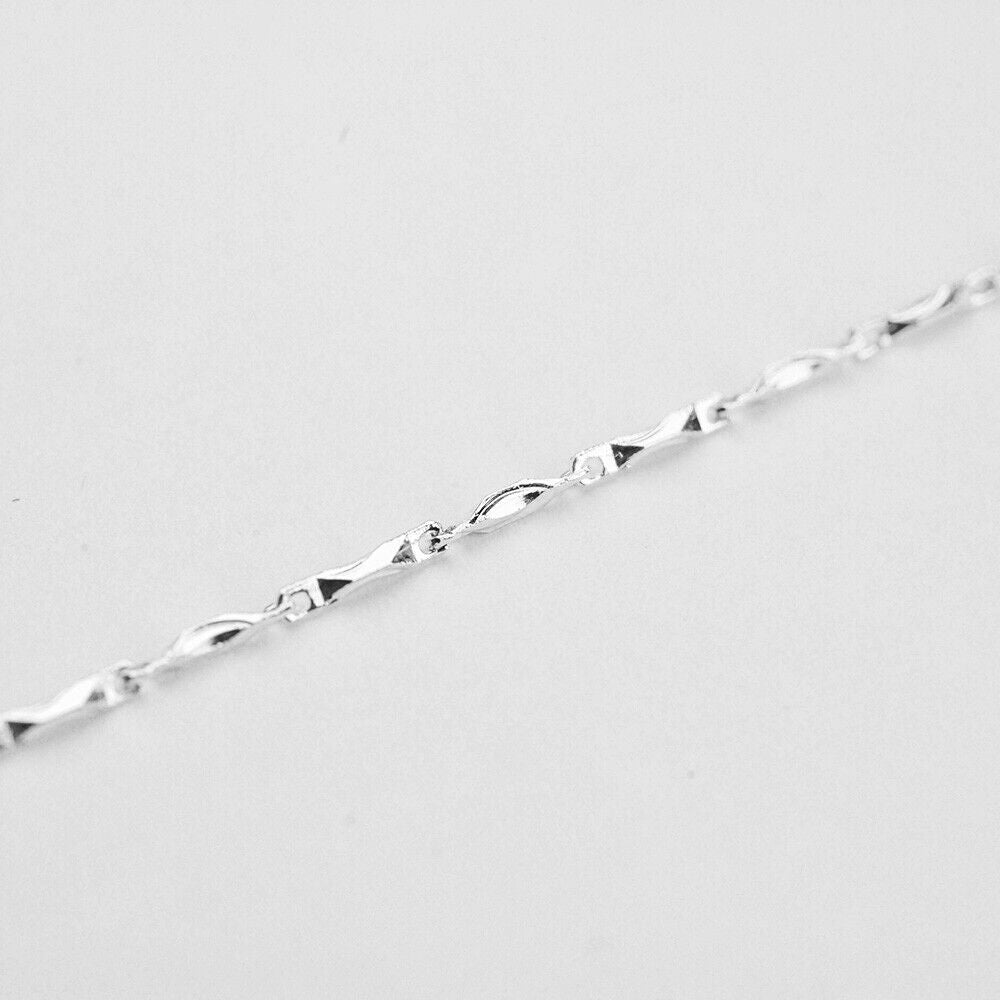 925 Silver Chain Baby'S Breath Snake Square Women Jewelry Necklace 16-24"