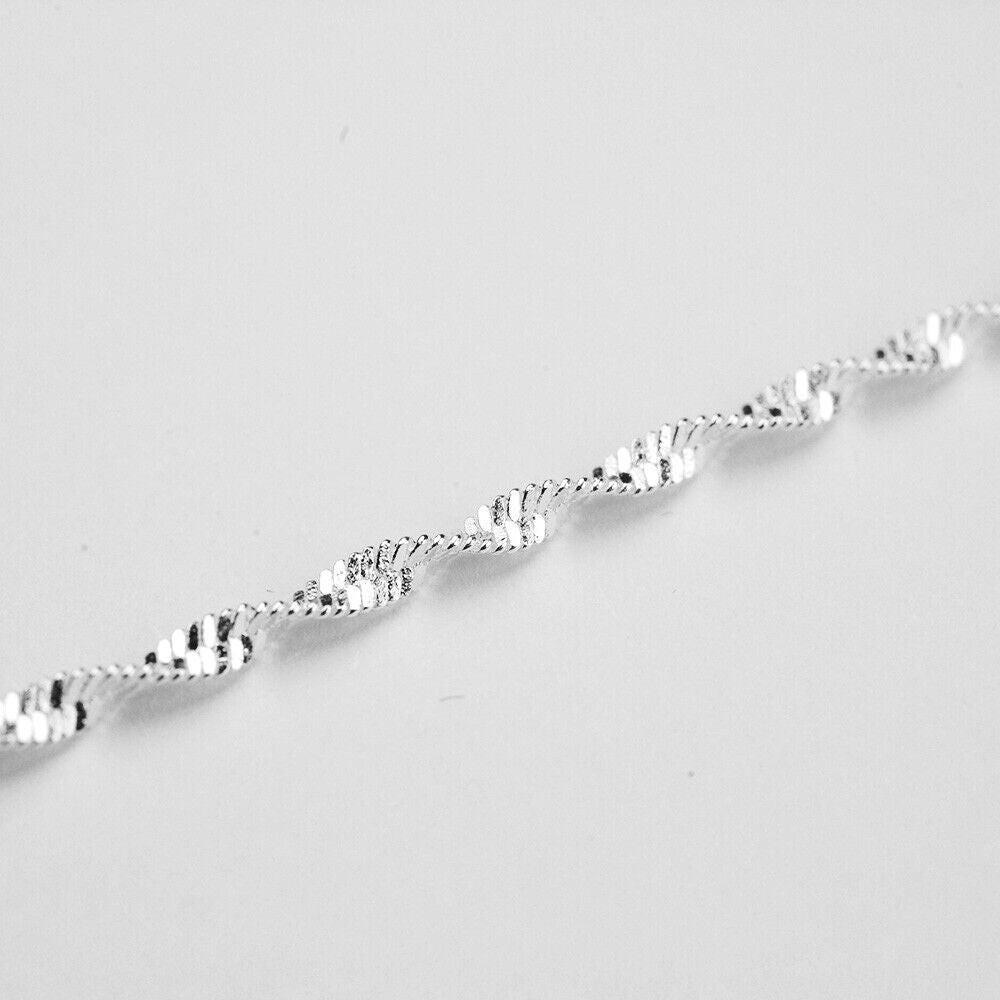 925 Silver Chain Baby'S Breath Snake Square Women Jewelry Necklace 16-24"